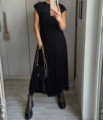 🔥Heute 35% Rabatt🔥Women Pleated Simple Solid Color Dress