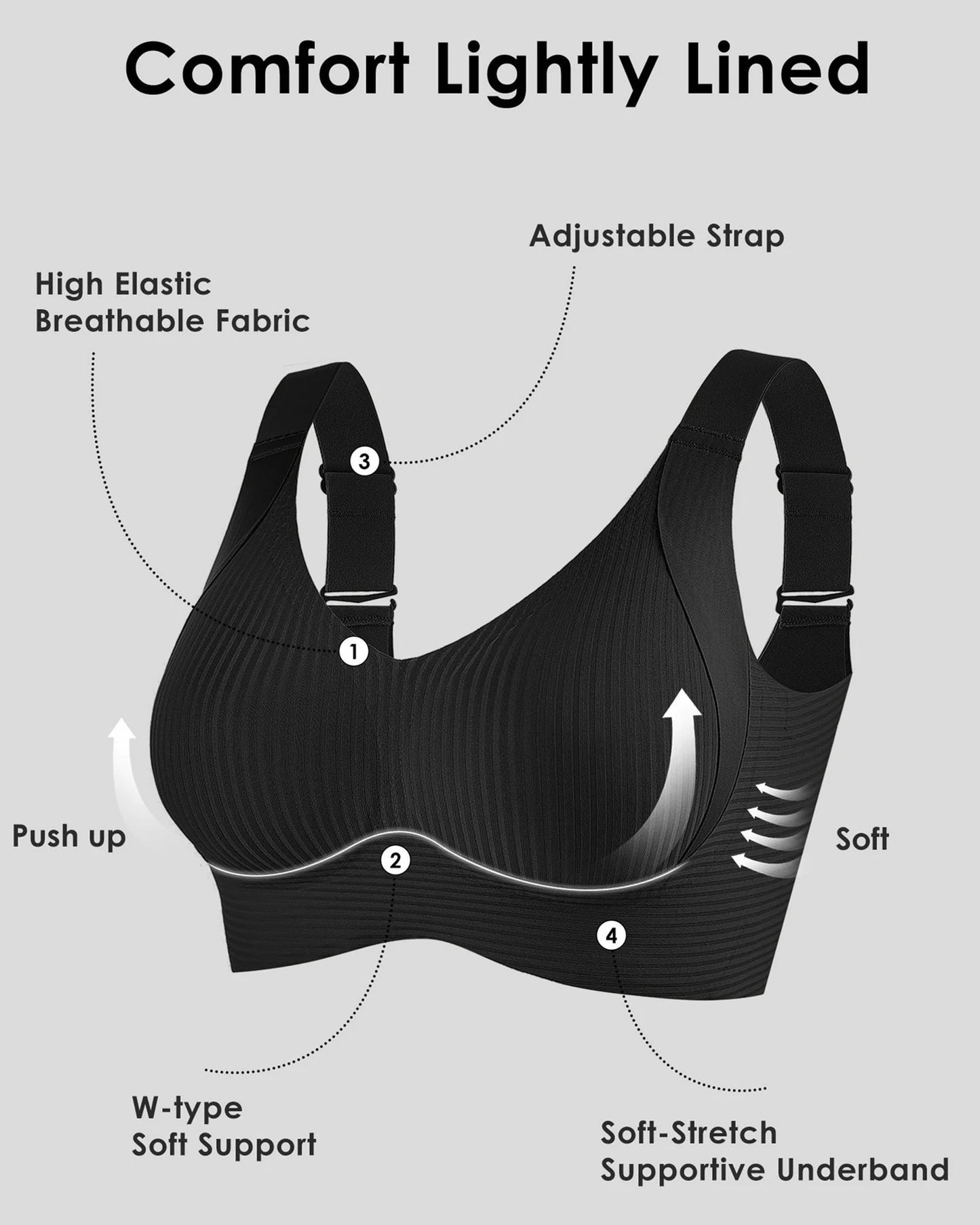 🔥50% Rabatt für begrenzte Zeit💕Gerippter Push-up-BH für Frauen, verstellbar, kabellos
