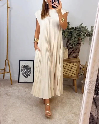 🔥Heute 35% Rabatt🔥Women Pleated Simple Solid Color Dress