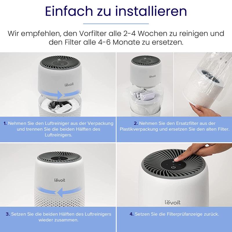 🔥 Luftreiniger Allergiker mit Aromatherapie, HEPA Luftfilter gegen Schimmel, Staub und Tierhaare bis zu 0,3 µm für Schlafzimmer, 7 Watt Energiesparend, 3 Geschwindigkeiten