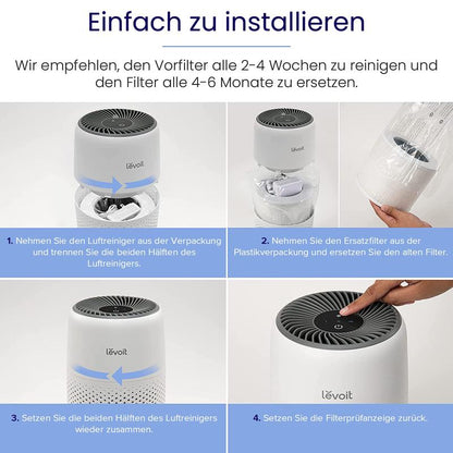 🔥 Luftreiniger Allergiker mit Aromatherapie, HEPA Luftfilter gegen Schimmel, Staub und Tierhaare bis zu 0,3 µm für Schlafzimmer, 7 Watt Energiesparend, 3 Geschwindigkeiten