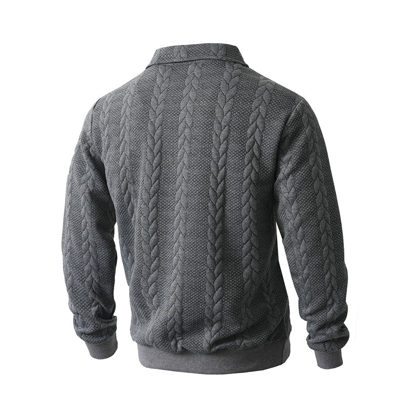 👔🧶 Lässiger Herrenpullover mit Halbreißverschluss – Zopfmuster für Wärme & Stil! Perfekt für Arbeit ✨ und Freizeit 🌿 aus nachhaltiger Baumwolle.