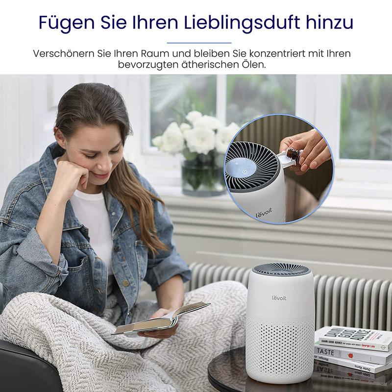 🔥 Luftreiniger Allergiker mit Aromatherapie, HEPA Luftfilter gegen Schimmel, Staub und Tierhaare bis zu 0,3 µm für Schlafzimmer, 7 Watt Energiesparend, 3 Geschwindigkeiten