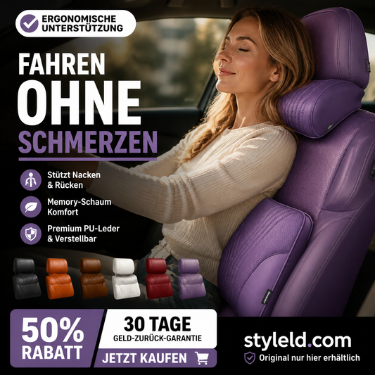 🚗💺 Lordosen- & Nackenstütze – ergonomisch, atmungsaktiv, verstellbar – Rückenschmerzen adé! 🌿