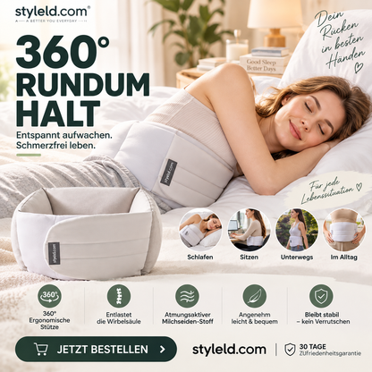 🛏️ Ergonomisches Lendenstützkissen – 360° Unterstützung, wrap-around Design, für erholsamen Schlaf 💤✨