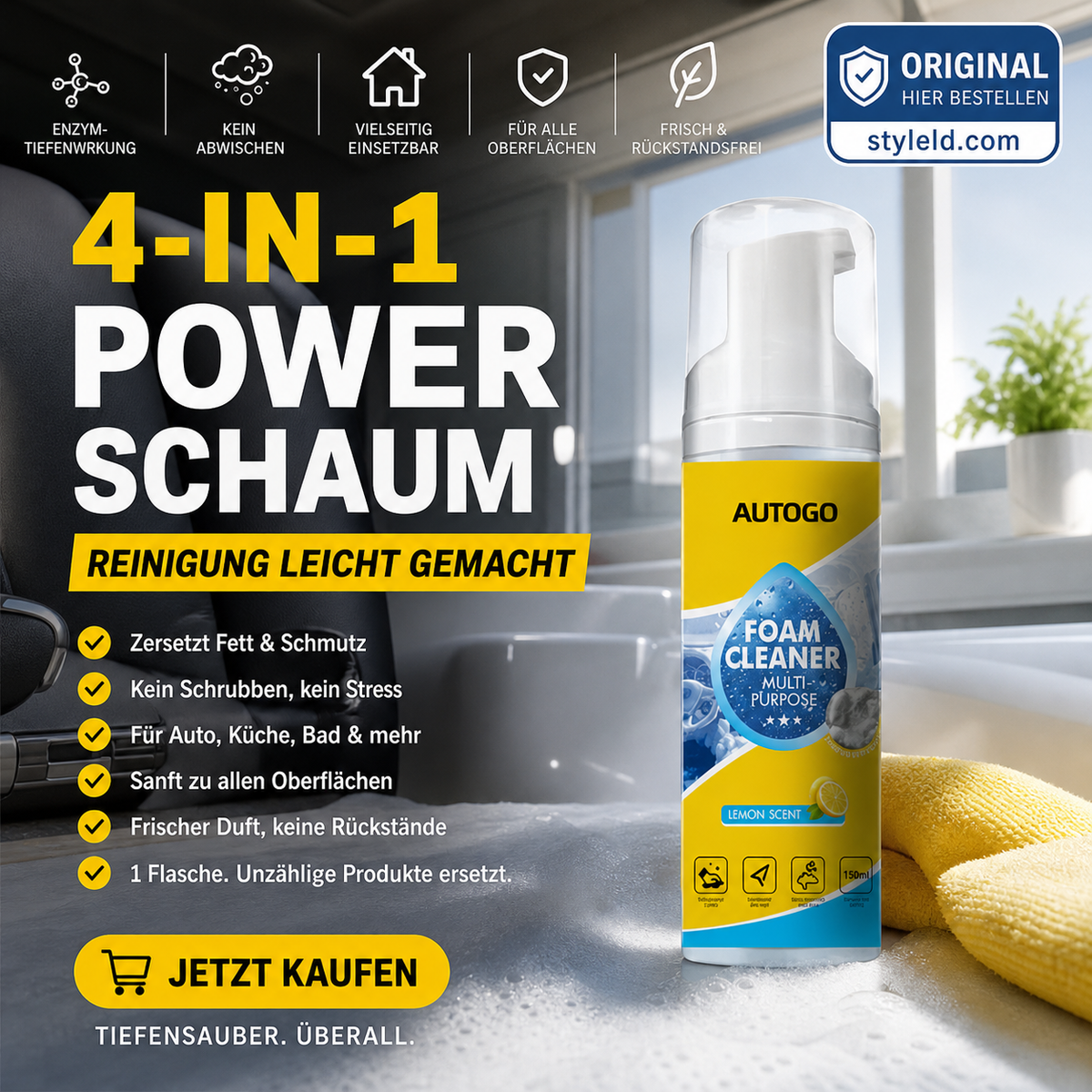 🛡️ LIMITED-TIME 50% RABATT! ✨ Leistungsstarker Schaumreiniger – Vielseitig, 150 ml ✨