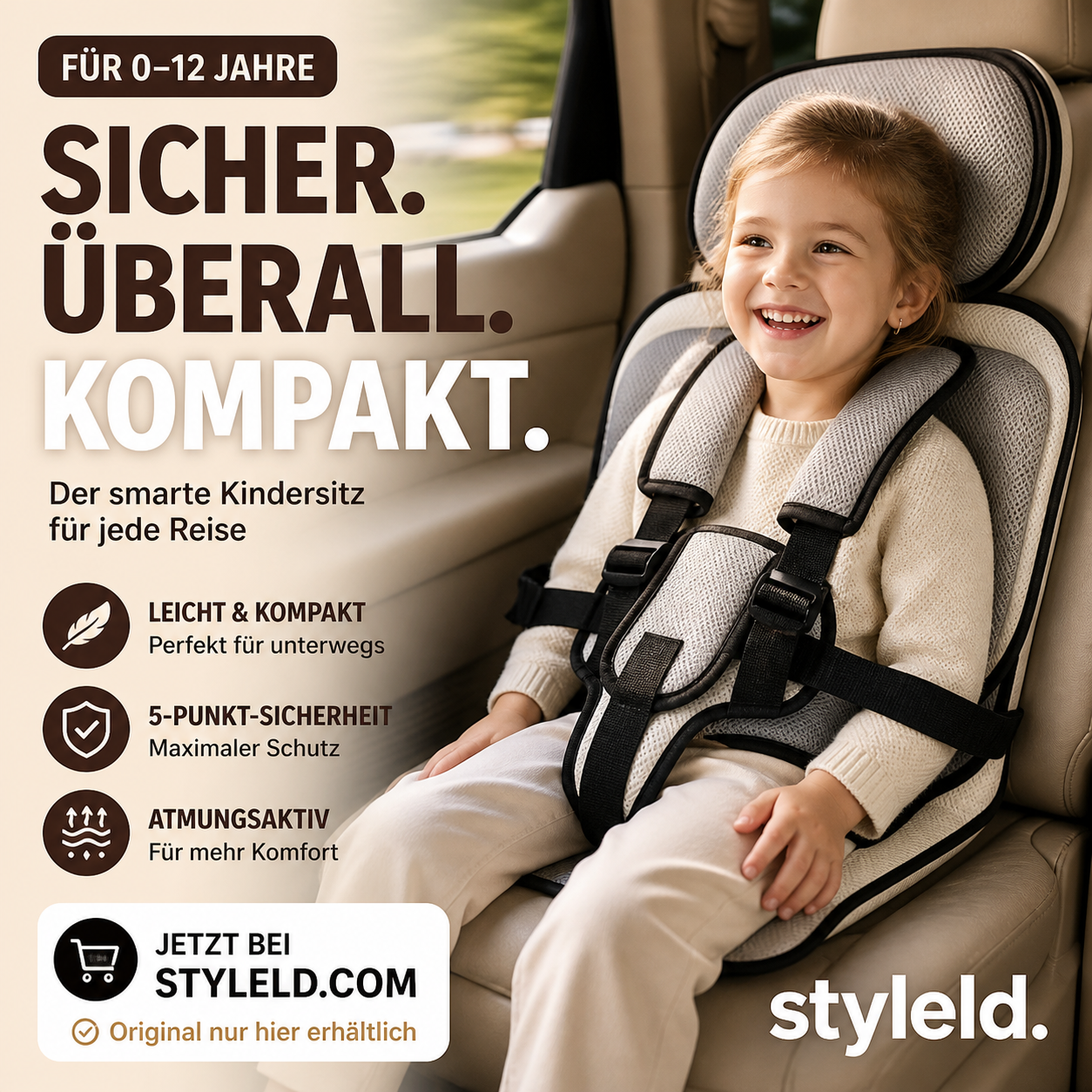 🔥 50 % Rabatt ! Kindersitz fürs Auto – Faltbar, sicher, überall dabei! 🧒 5-Punkt-Gurt, atmungsaktiv, für 0–12 Jahre ⚡ Limitiertes Angebot ⏳