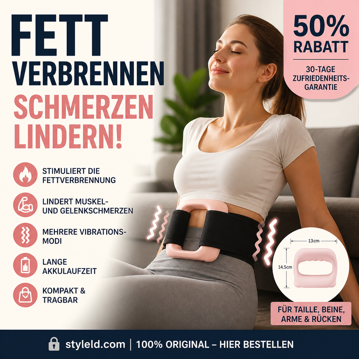 ⏰ Nur noch heute 50% Rabatt! 🟣 3-in-1 Multifunktionaler elektrischer Faszienring mit verstellbarem Gurt, Massage, Fettabbau & Verdauungsförderung für Bauch, Beine, Rücken & Schultern ✨