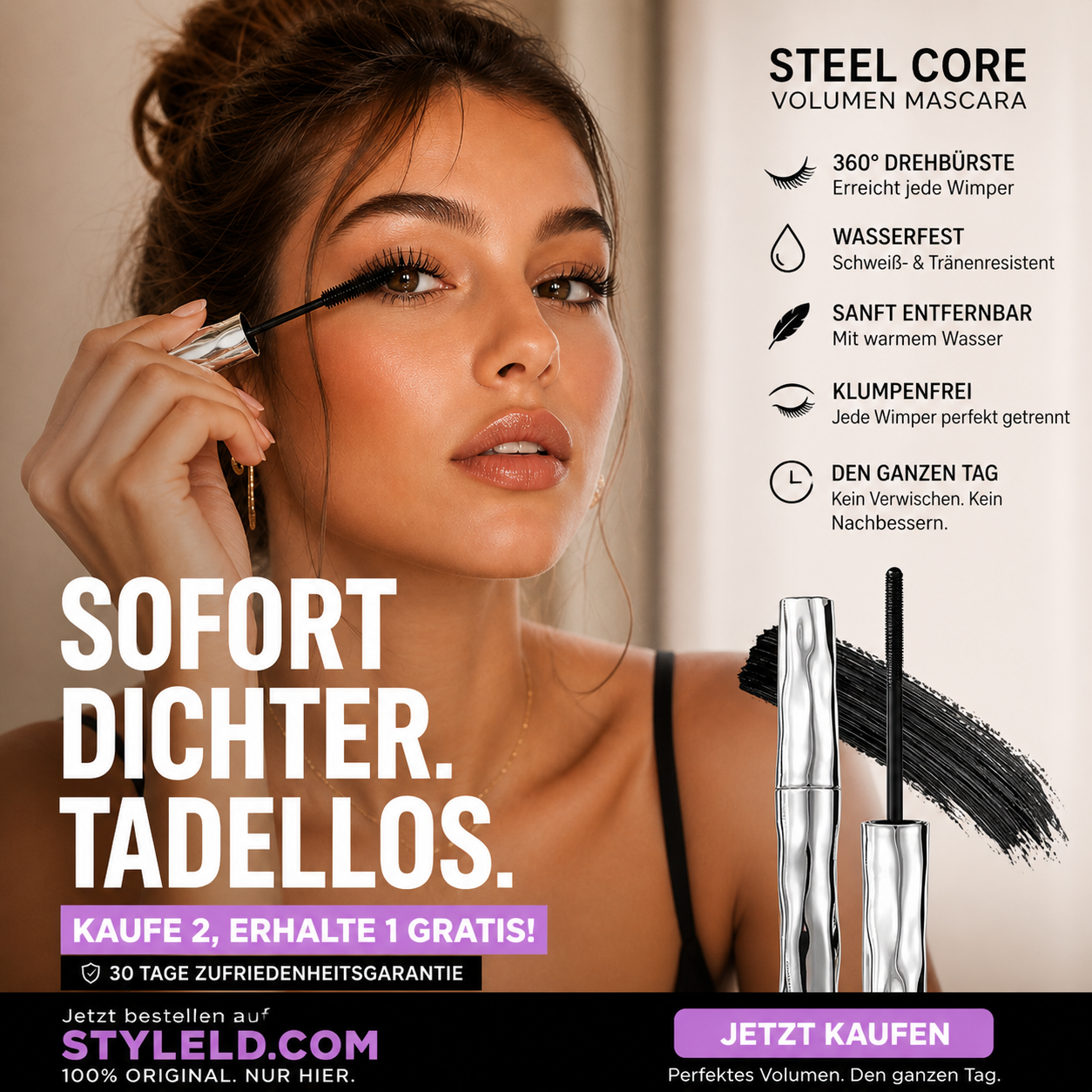 🔥HEISSER VERKAUF 2026💞ÜBER 50.000 VERKAUFT!⚡Wimpern-Primer, röhrenförmiger Wimpern-Primer, wasserfeste Mascara für langen Schwung, natürlich und wischfest