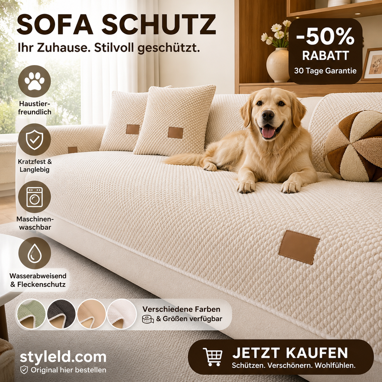 🛋️ 50% RABATT! 🧼 Dicke rutschfeste waschbare Sofaabdeckung – Strapazierfähig, pflegeleicht & perfekt für Haushalte mit Haustieren und Kindern 🐾