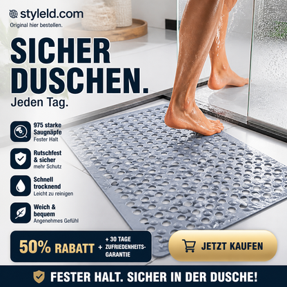 🚿 50% RABATT! 🛁 Rutschfeste Badezimmermatte mit Saugnäpfen – Ideal Für Dusche, Bad & WC, Schützt Vor Stürzen & Leicht Zu Reinigen 🧼