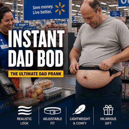 🥳Dadbag | Realistischer Fake-Bierbauch | Lustige Bauchtasche für Männer | Witziges Geschenk mit Bauchnabel und behaarter Brust | Verstellbarer schwarzer Riemen