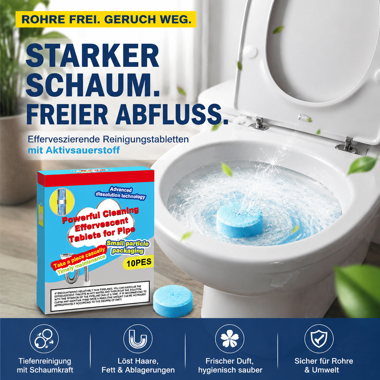 🔥🎁 2+1 GRATIS!!🥳 💞 50K+ VERKAUFT! ⚡💧 Leistungsstarke Brausetabletten zur Rohrreinigung