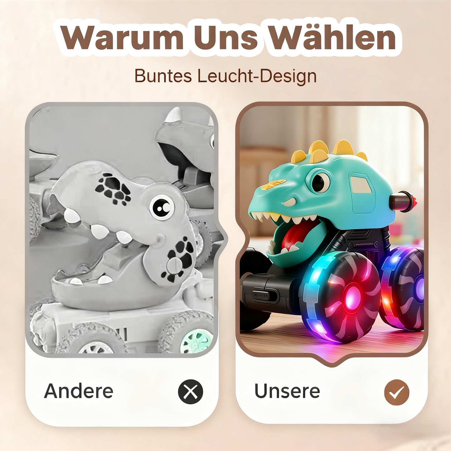 🦖🚙Press & Go Dinosaurier-Spielzeugauto mit Lichtern🎁