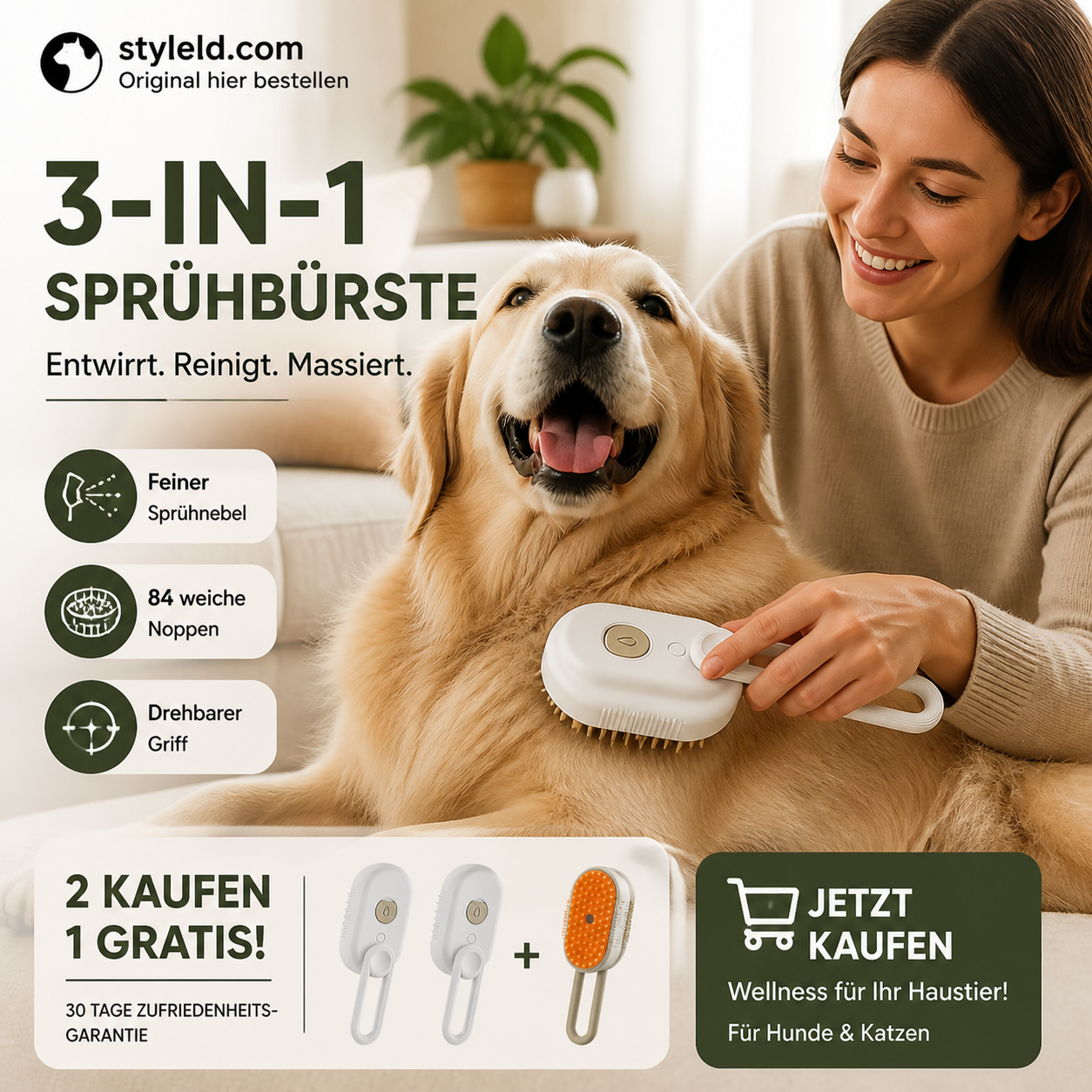 🔥🎁2 Kaufen 1 Gratis!!🥳💞 Über 50.000 verkauft! ⚡🐾 Weißer multifunktionaler Haustier-Massagekamm
