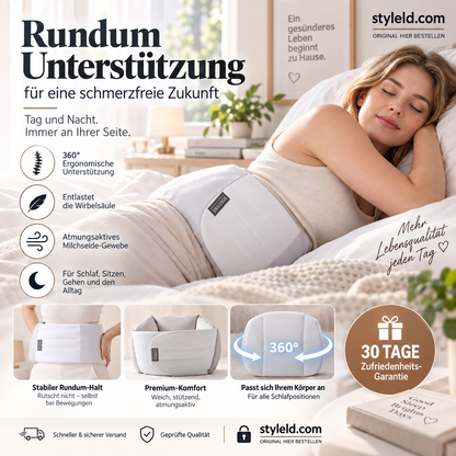 🛏️ Ergonomisches Lendenstützkissen – 360° Unterstützung, wrap-around Design, für erholsamen Schlaf 💤✨