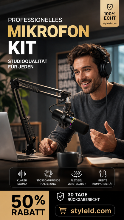 🎙️🎤 Kondensatormikrofon-Set – Galgenstativ, Nierencharakteristik, USB – perfekt für Studio & Streaming! ✨