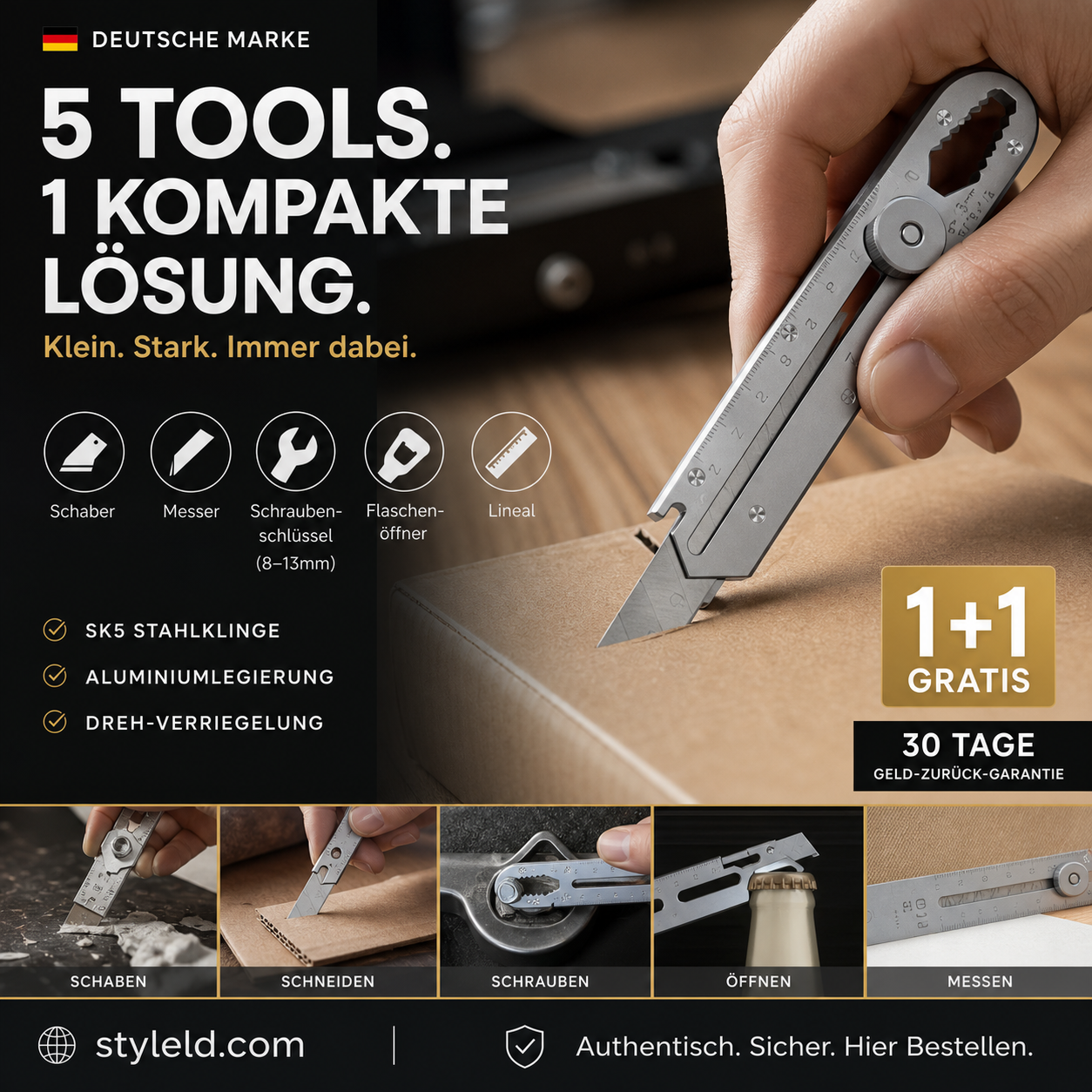 🔪 KAUFE 1, ERHALTE 1 GRATIS! 🛡️ Mehrzweck-Schnappmesserklinge – Einziehbar, Taschensicher & Ergonomischer Griff ⚙️📦