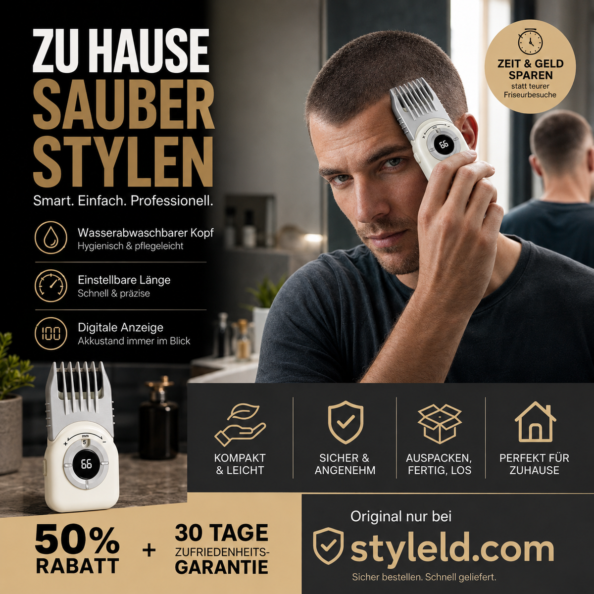 ✂️📱 Akku-Haarschneider – 4-in-1, wasserdicht, USB-C – für Haar & Bart! 🌟