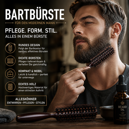 🧔50% RABATT⏰Viking‑Bartbürste, handlich hochdichte Borsten, ideale Bartpflege für Männer✨