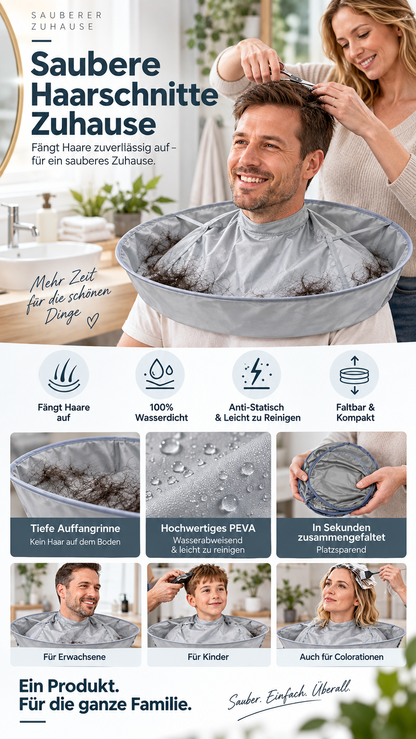 Atmungsaktiver Haarschneidecape – Integrierte Rille für saubere Schnitte, wasserdichte Oberfläche & antistatisches Gewebe für stressfreie Haarschnitte zu Hause -Gcom