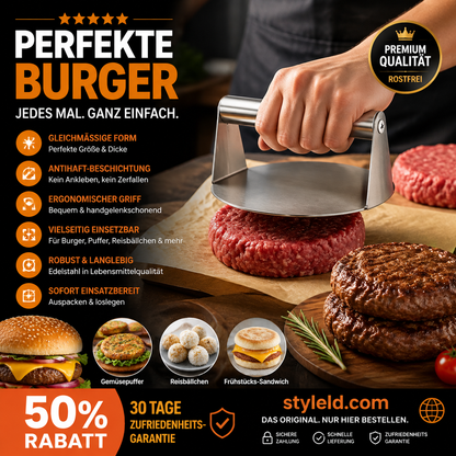 🍔🛡️ Burgerpresse – antihaft, langlebig & einfach zu reinigen – perfekte Patties! 🌟