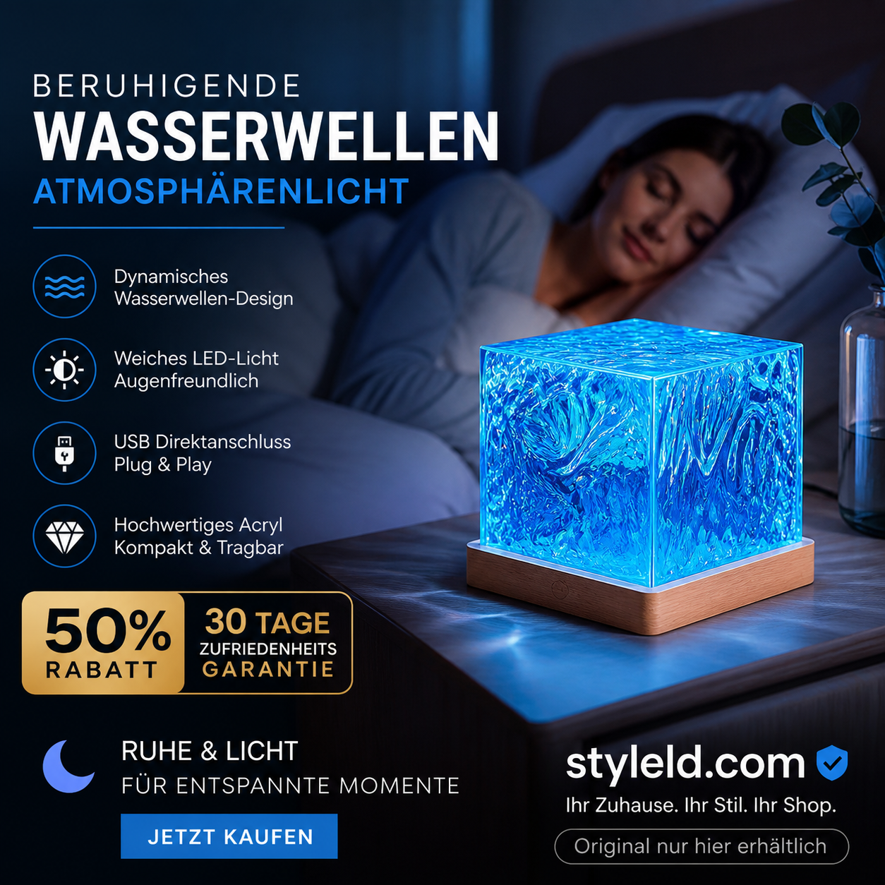 🌊 50% RABATT! 💡 LED-Stimmungslicht mit Wasserwellen-Effekt – Dynamische Farben, beruhigend & fernbedienbar – Perfekt für Schlafzimmer, Party & Entspannung 🌙