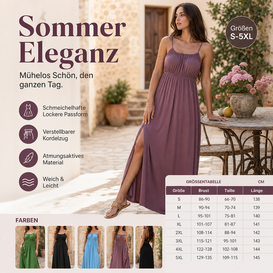 👗🔥 Damenkleid mit Spaghettiträgern & Kordelzug – vielseitig, leicht, figurschmeichelnd – perfekt für Sommer & Urlaub – jetzt -50 %! ☀️