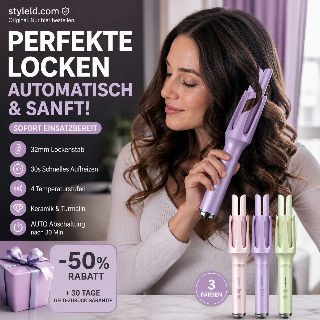 ✨Mach es jedem leicht, traumhaft schöne Locken zu zaubern 😍Vollautomatischer Lockenstab – das perfekte Styling-Tool für deine Haare.