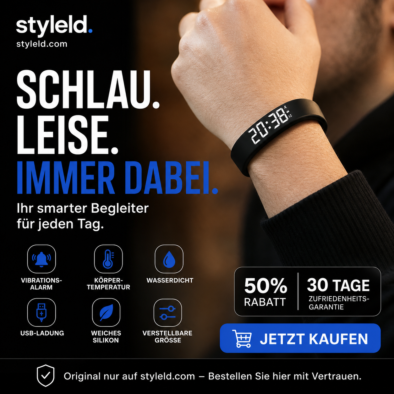 ⌚ 50% RABATT! 🏋️ SmartSense Smartband – Fitness-Tracking, Schrittzähler – Ideal für Aktivität & Gesundheit im Alltag 💪