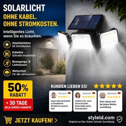 ☀️🔋 LIMITIERTES ANGEBOT: 50% RABATT – 3-Kopf Solar-Sicherheitsleuchte mit Bewegungsmelder, 360° einstellbar & wetterfest 💡🏠 Perfekt für Einfahrt, Garage & Garten – Keine Stromkosten, automatische Aktivierung bei Dunkelheit.