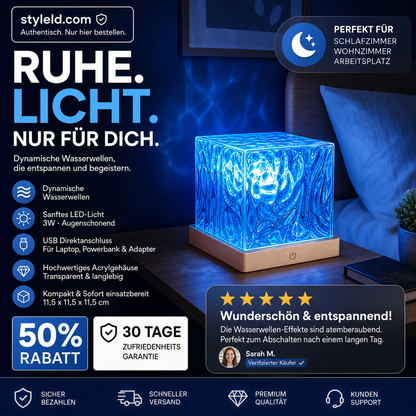 🌊 50% RABATT! 💡 LED-Stimmungslicht mit Wasserwellen-Effekt – Dynamische Farben, beruhigend & fernbedienbar – Perfekt für Schlafzimmer, Party & Entspannung 🌙