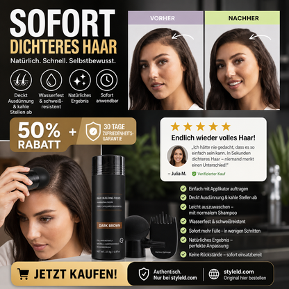 💆‍♀️💯 Haarfasern-Set – kaschiert kahle Stellen, wasserfest & natürlich – sofort mehr Volumen! ✨