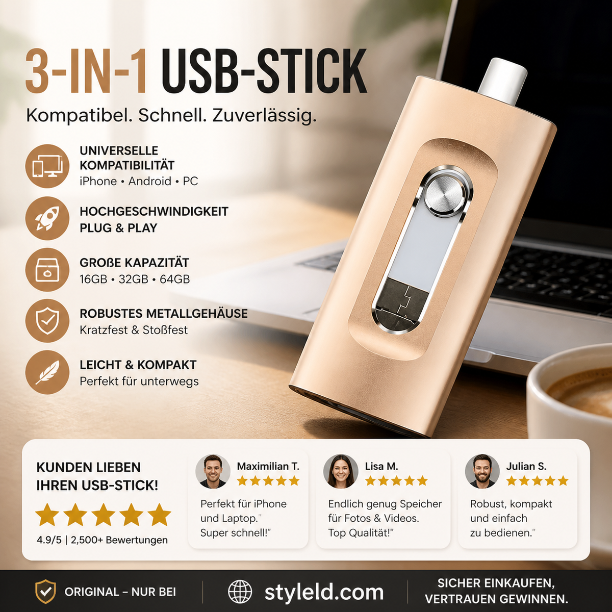 ⚡💾 Hochgeschwindigkeits-USB-Stick – 100 MB/s, 32–256 GB, USB 3.0 – für Daten, Fotos & mehr! 🚀