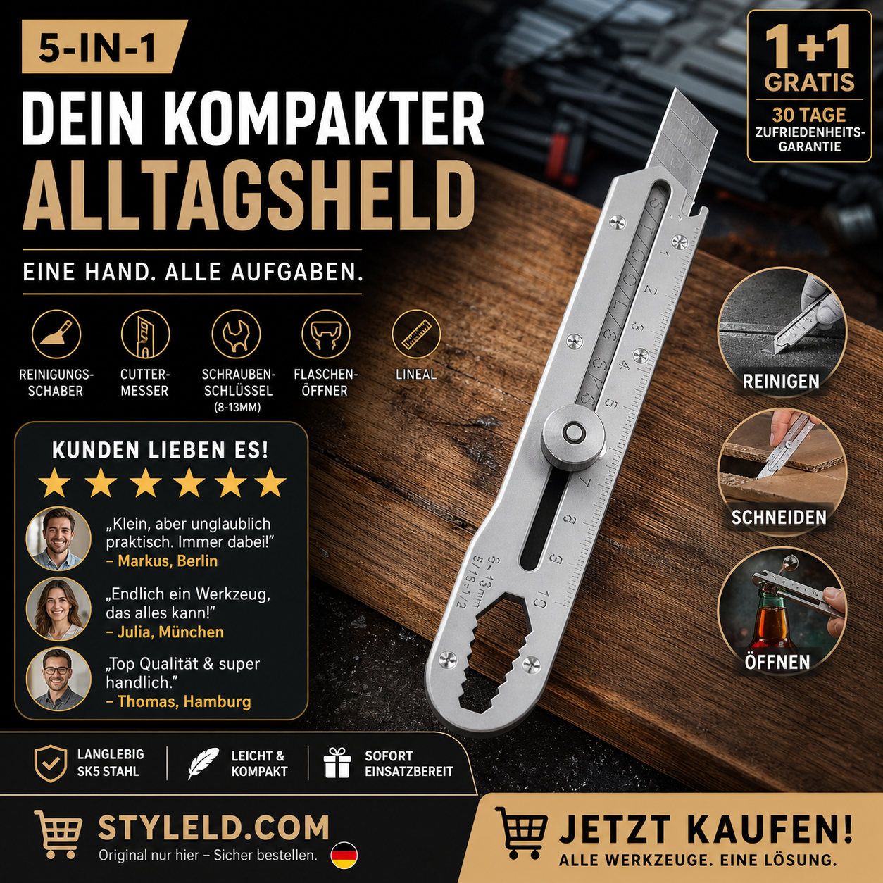 🔪 KAUFE 1, ERHALTE 1 GRATIS! 🛡️ Mehrzweck-Schnappmesserklinge – Einziehbar, Taschensicher & Ergonomischer Griff ⚙️📦