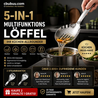 🥄 50% RABATT! 🍳 Multifunktionaler Edelstahl-Küchenlöffel – Vielseitig, robust & leicht zu reinigen – Ideal für Kochen, Servieren & Abtropfen ✨