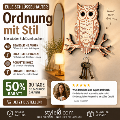 🔑🦉 Eulen-Schlüsselhalter – 5 Haken, Wandmontage, robust – perfekt für Schlüssel, Schmuck & Accessoires! 🌟