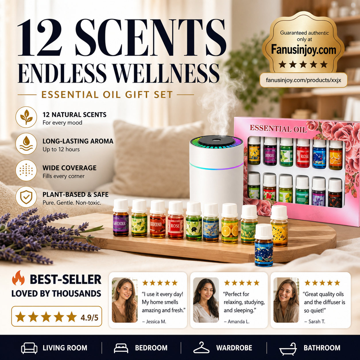 🔥Nur für kurze Zeit 50 % Rabatt! 🎁🌺Der frische Duft hebt die Stimmung! 🌷12er-Pack wasserlöslicher ätherischer Öle