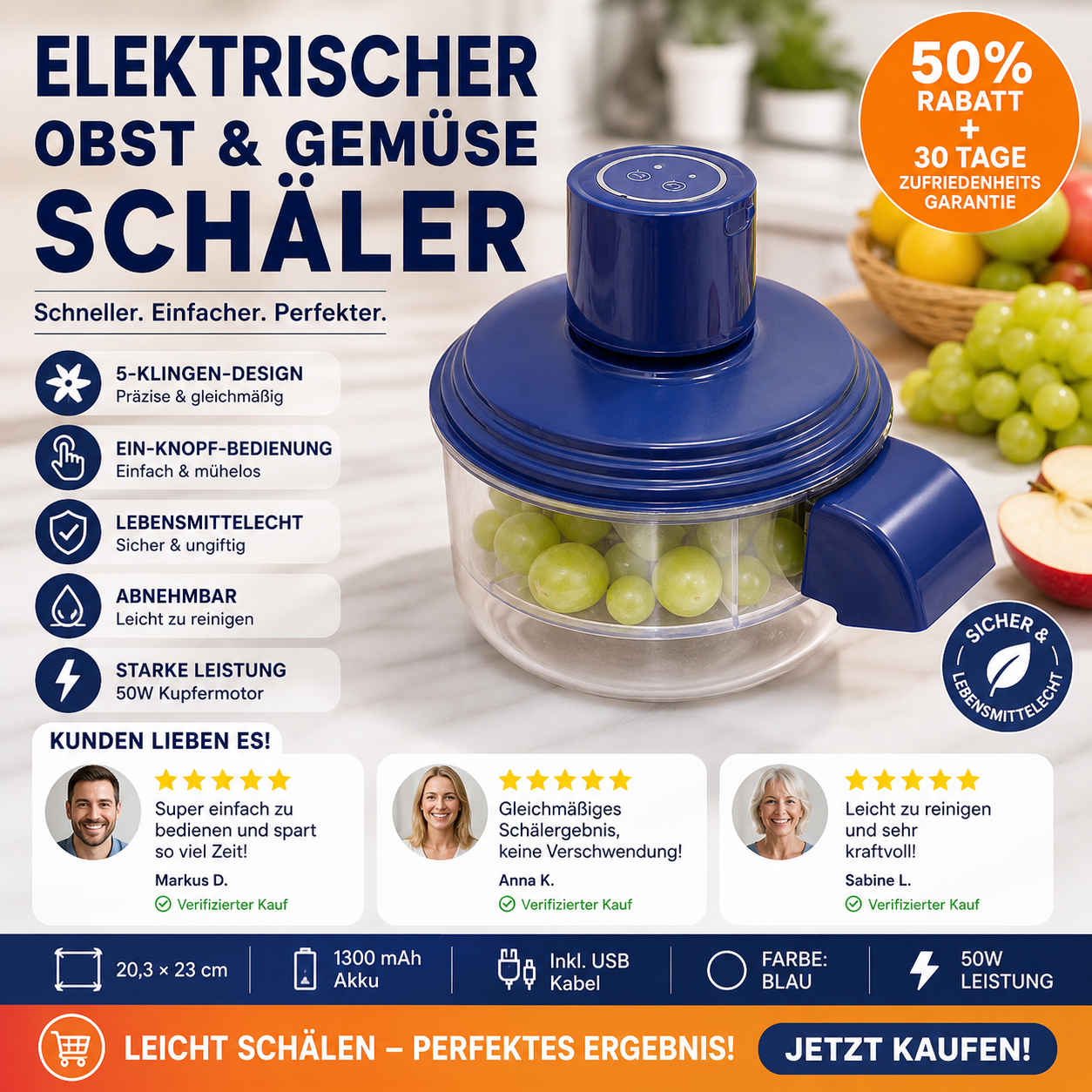 🎄✨50% RABATT! 🍇🧄 Transparenter elektrischer Obst- und Gemüseschäler – Schnell, einfach und effizient. Perfekt für die täglichen Küchenarbeiten!
