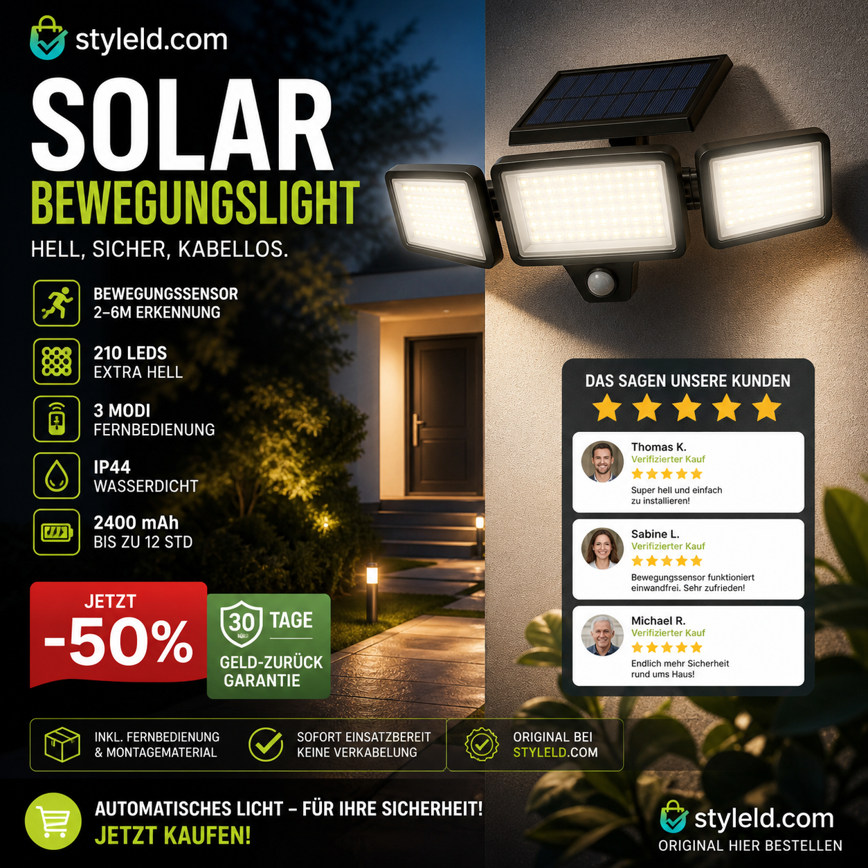 ☀️🛡️ Solar-Außenleuchte – Fernbedienung, 3 Modi, wasserdicht – für Einfahrten & Gärten! 🌿