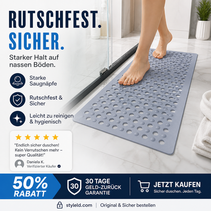 🚿 50% RABATT! 🛁 Rutschfeste Badezimmermatte mit Saugnäpfen – Ideal Für Dusche, Bad & WC, Schützt Vor Stürzen & Leicht Zu Reinigen 🧼