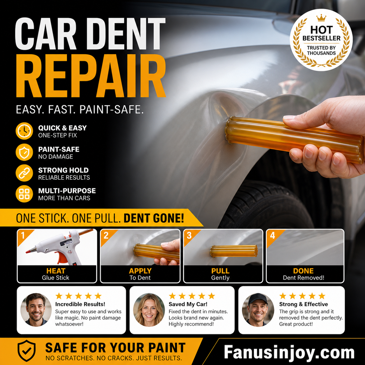 ✨️7 kaufen, 8 gratis! 🛠️Autodellen mühelos reparieren! 🚗Lackschadenfreier Klebestift zur Dellenreparatur für Autos