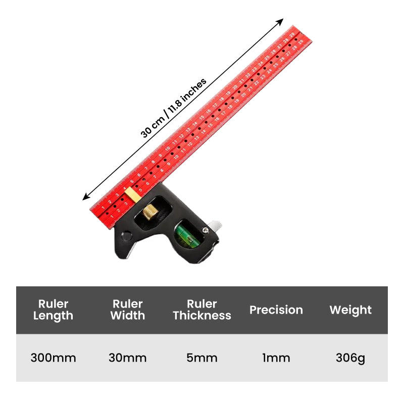 🔥Combinatie Vierkante Liniaal 45-90 graden Markering