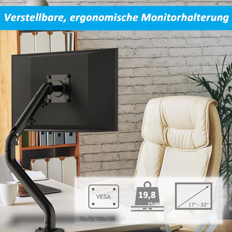 Verstellbare, ergonomische Monitorhalterung Geeignet für 17-32-Zoll-Monitore