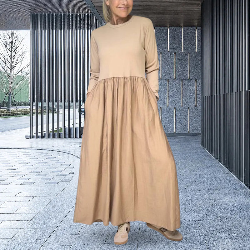 💖 Fließendes Midi-Strickkleid mit langen Ärmeln