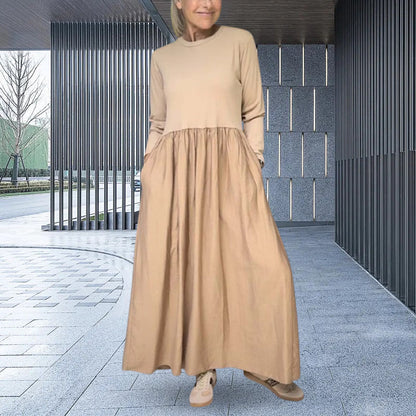 💖 Fließendes Midi-Strickkleid mit langen Ärmeln