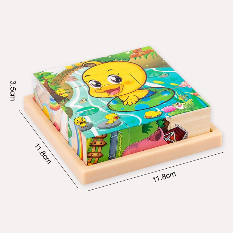 9-teiliges 3D-Würfelpuzzle-Set aus Holz mit sechsseitigen Bildern