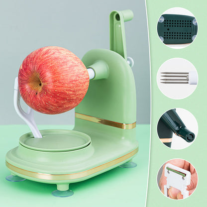 Vielseitiger Obstschäler mit Stretchstruktur und Handkurbel