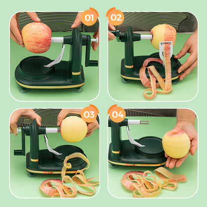 Vielseitiger Obstschäler mit Stretchstruktur und Handkurbel