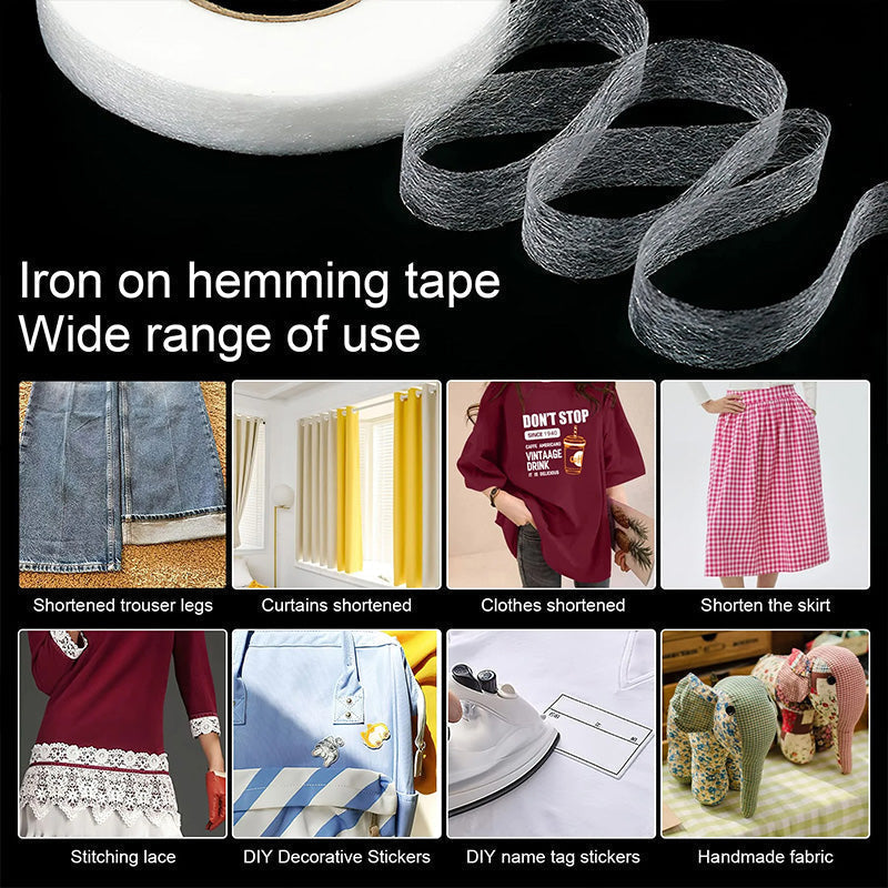 🧵 50% RABATT! 🔧 Bügelband Doppelseitig für Nähen & DIY – Stark Klebend, Waschbar & Ideal Für Säume, Patches & Stoffreparaturen 🪡